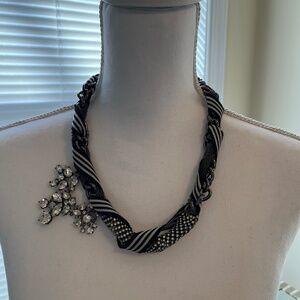 Like New! Ann Taylor Metal, Faux Diamond and Ribbon Necklace